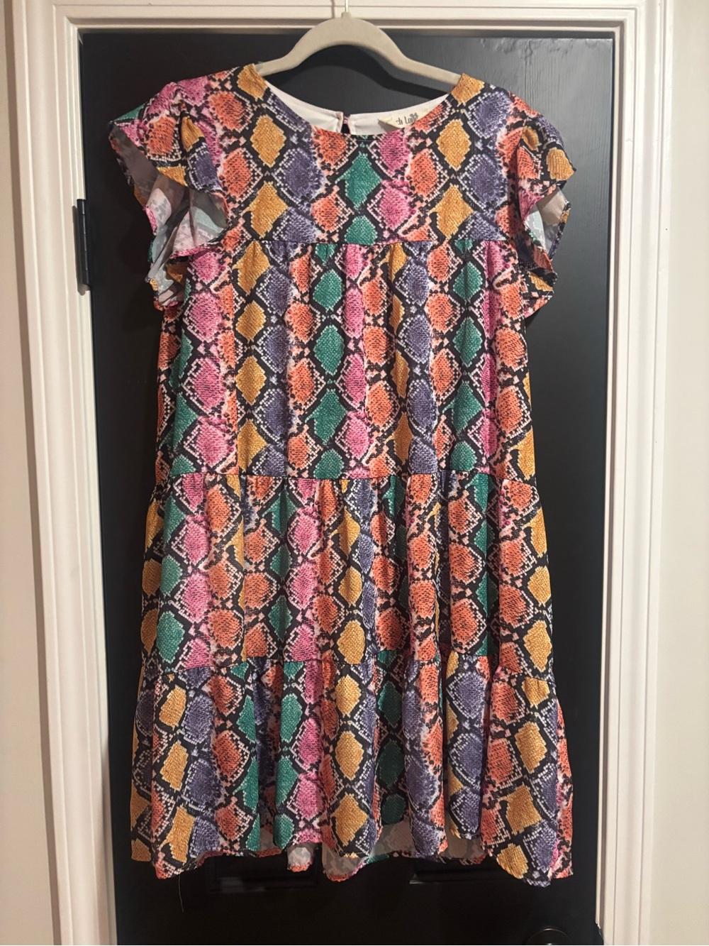 Peach Love California Multicolor Snake-Print Tiered Dress